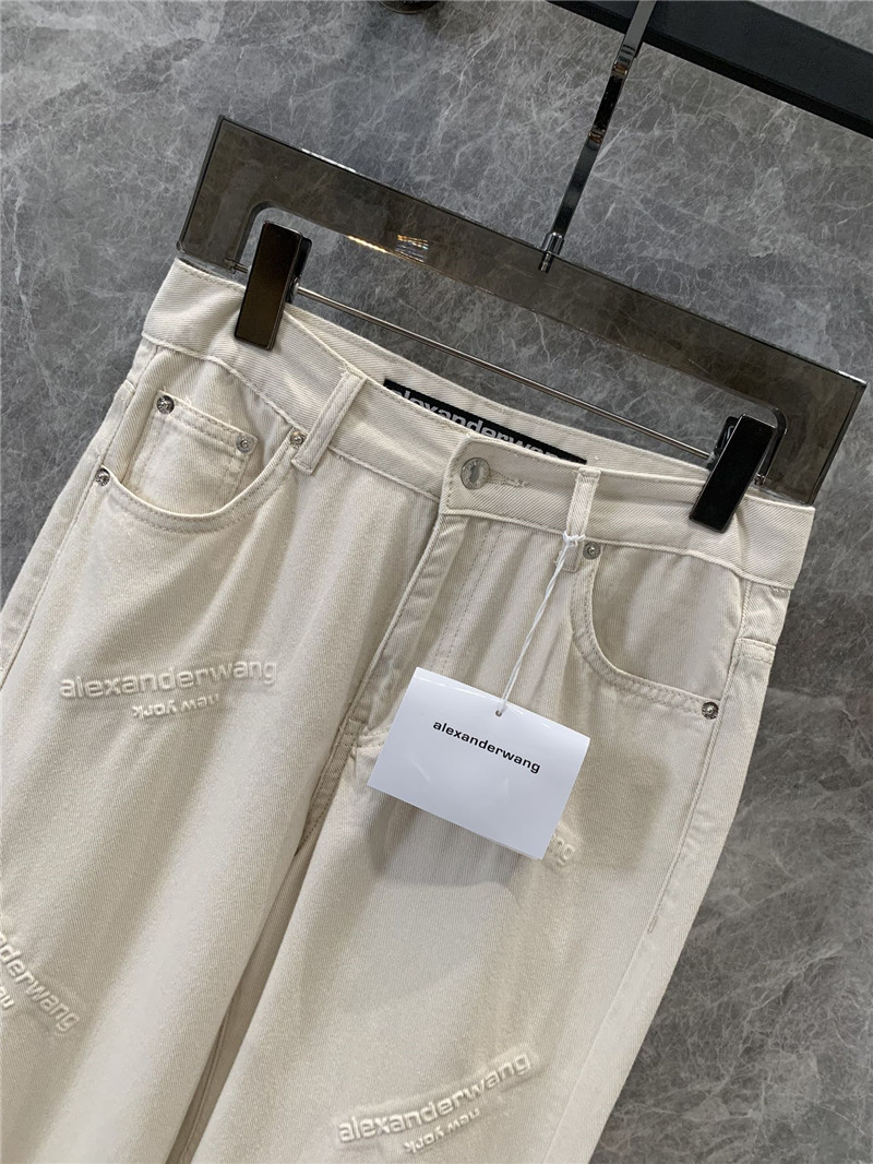 A1exa*der wang logo letter laminated denim trousers