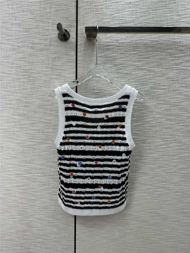 Ch**el black white striped knit tank top