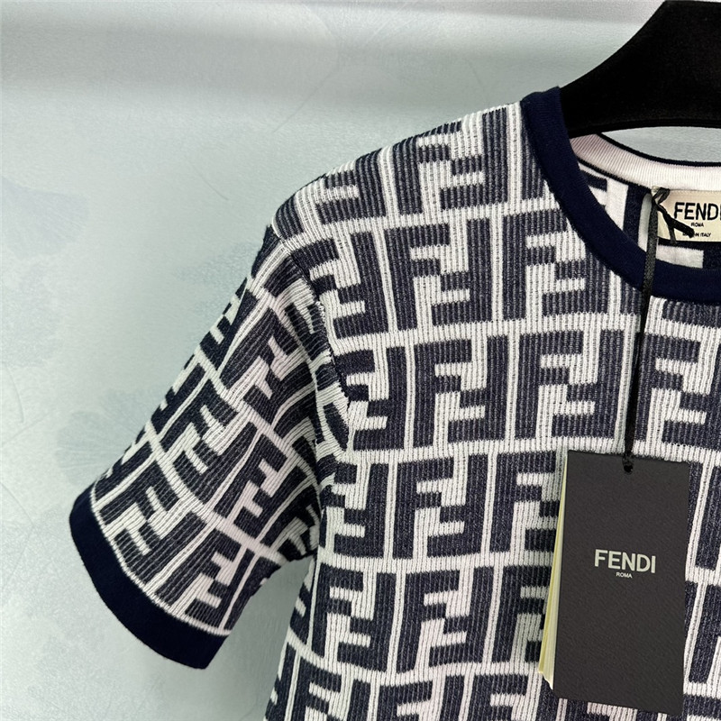 F**di knitted round neck short sleeve replica d&g clothing