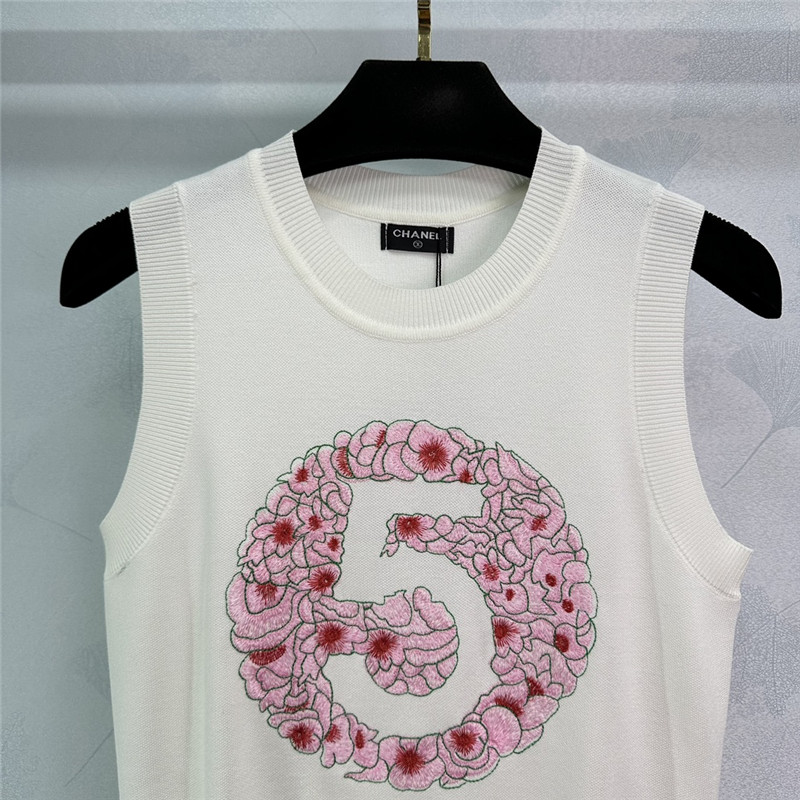 Ch**el camellia knitted top replica d&g clothing