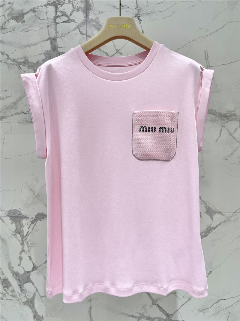 M1um1u embroidered pocket sleeveless top replicas clothes