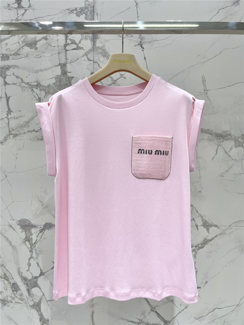 M1um1u embroidered pocket sleeveless top replicas clothes