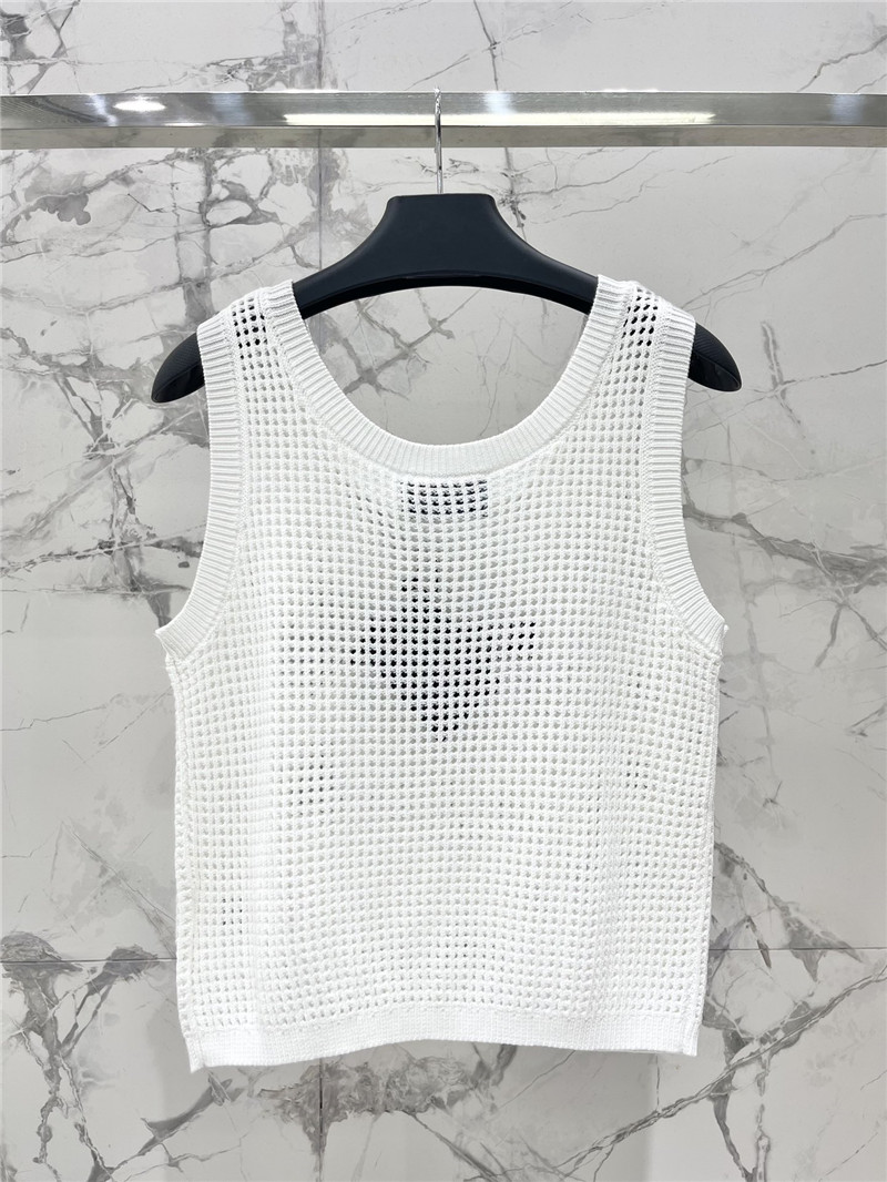 Pra*a hollow knitted vest replica designer clothes