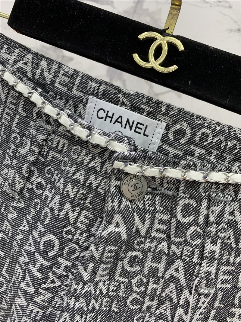 Ch**el full logo jacquard denim shorts replica clothes