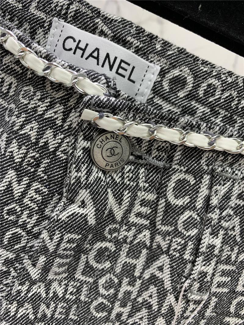 Ch**el full logo jacquard denim shorts replica clothes
