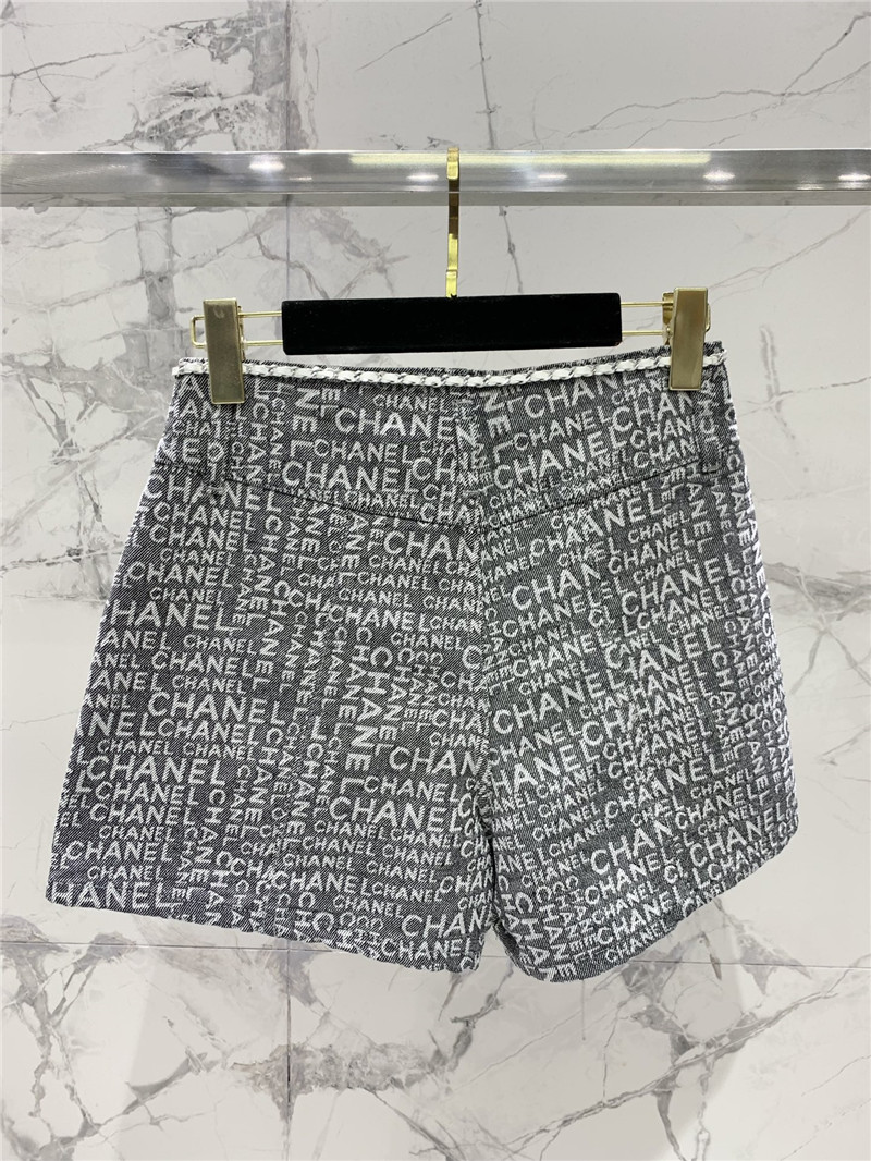 Ch**el full logo jacquard denim shorts replica clothes