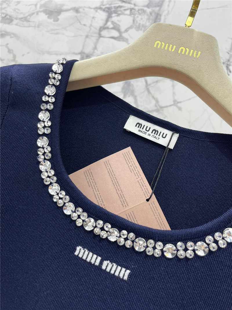 M1um1u studded u-neck knitted t-shirt replica d&g clothing
