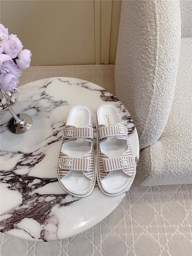Ch**el white brown dad slides