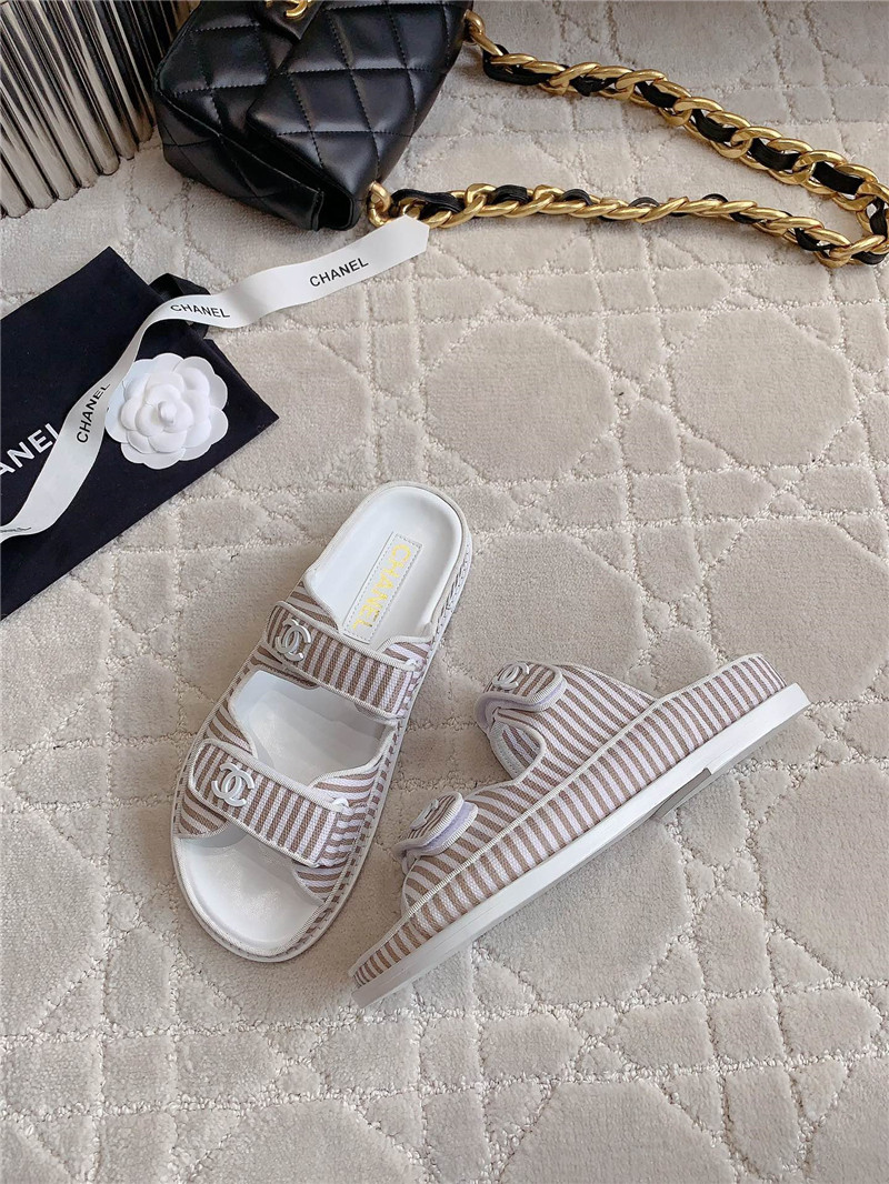 Ch**el white brown dad slides