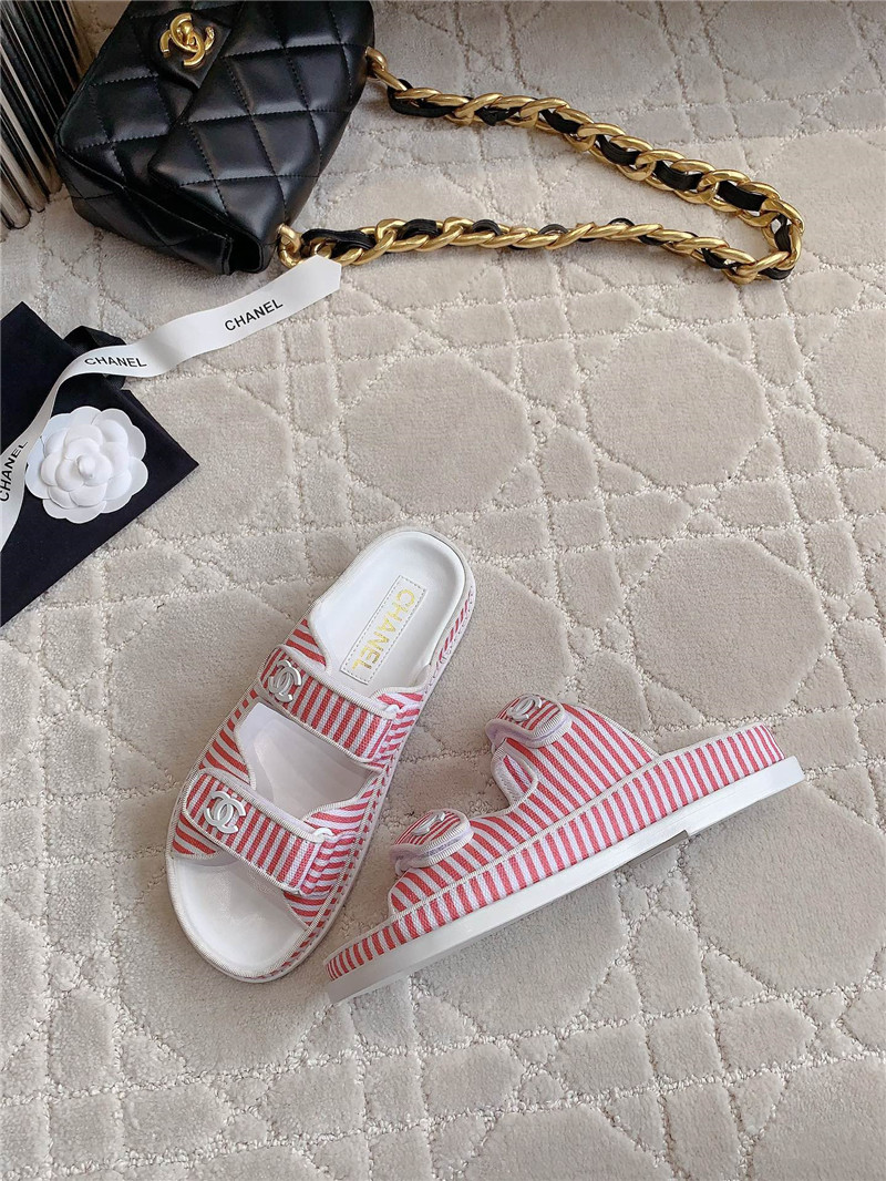 Ch**el white pink dad slides
