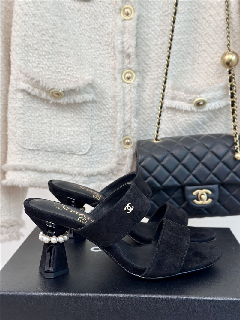 Ch**el block leather heel mule black