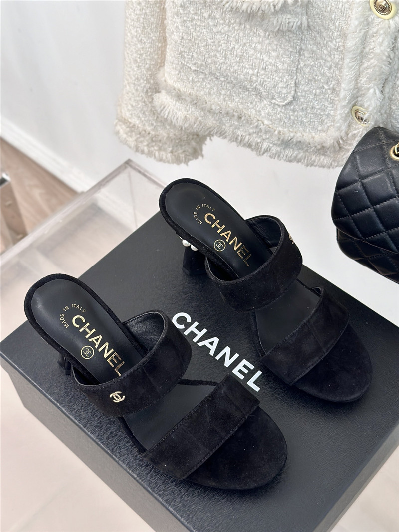 Ch**el block leather heel mule black