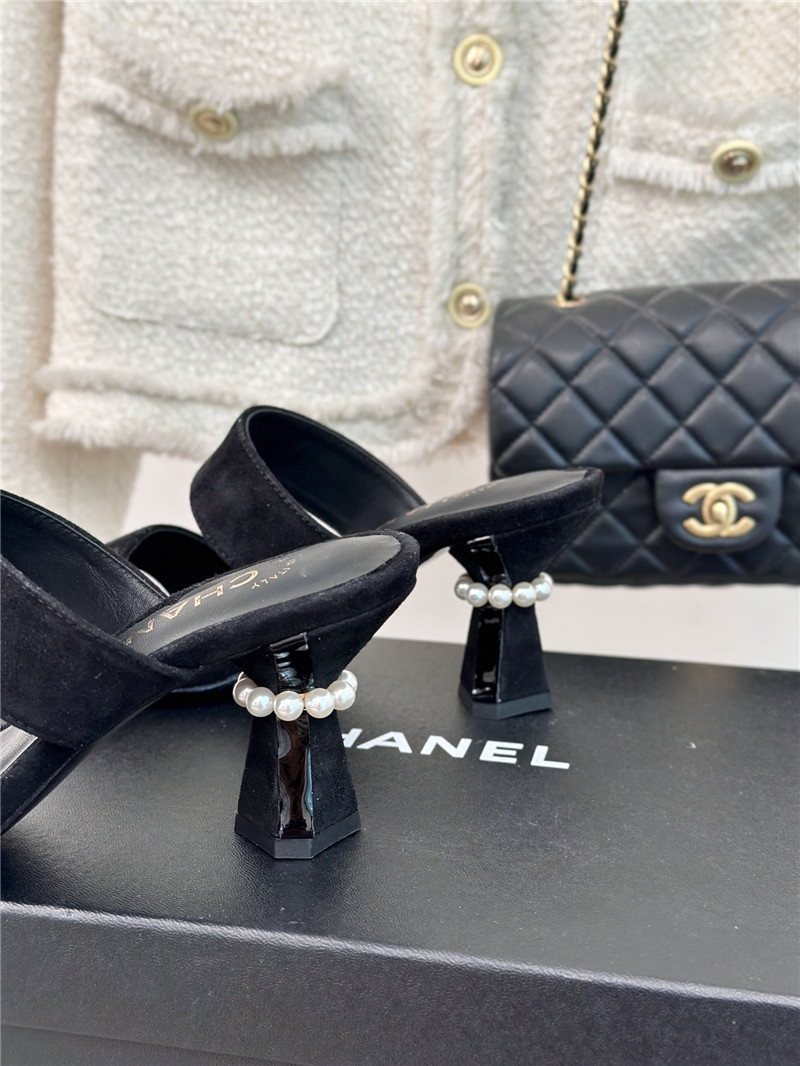 Ch**el block leather heel mule black
