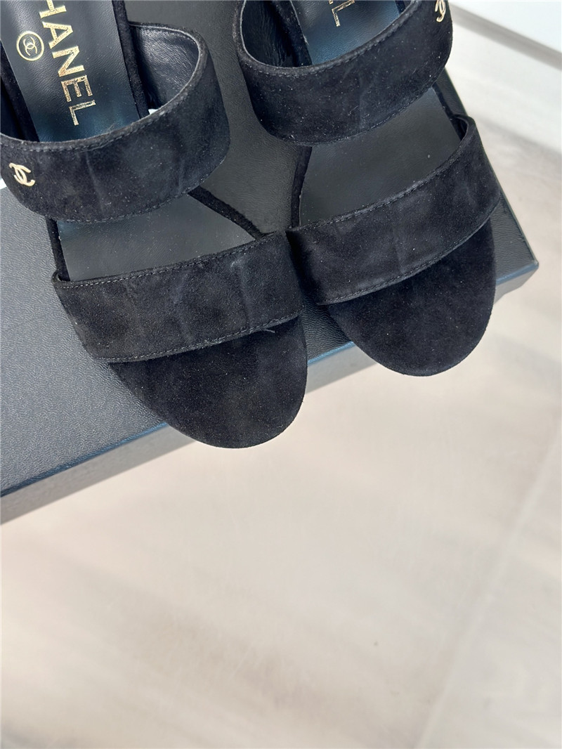 Ch**el block leather heel mule black