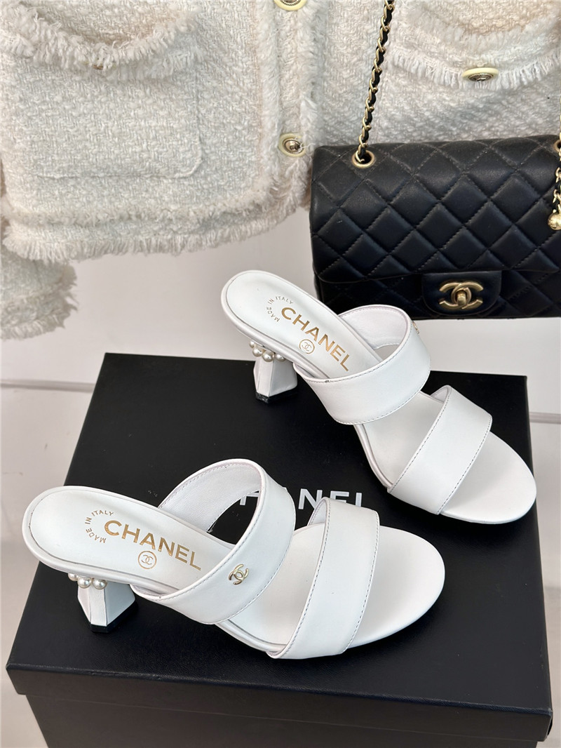 Ch**el block leather heel mule white
