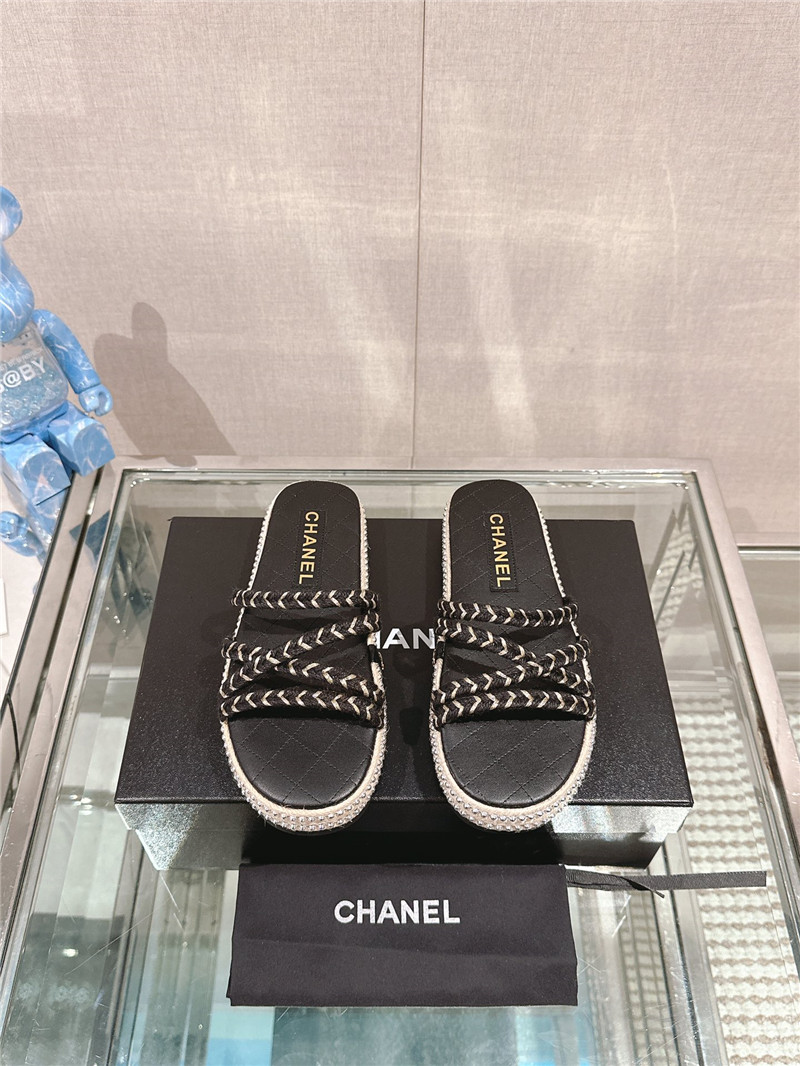 Ch**el cross rope platform slippers black