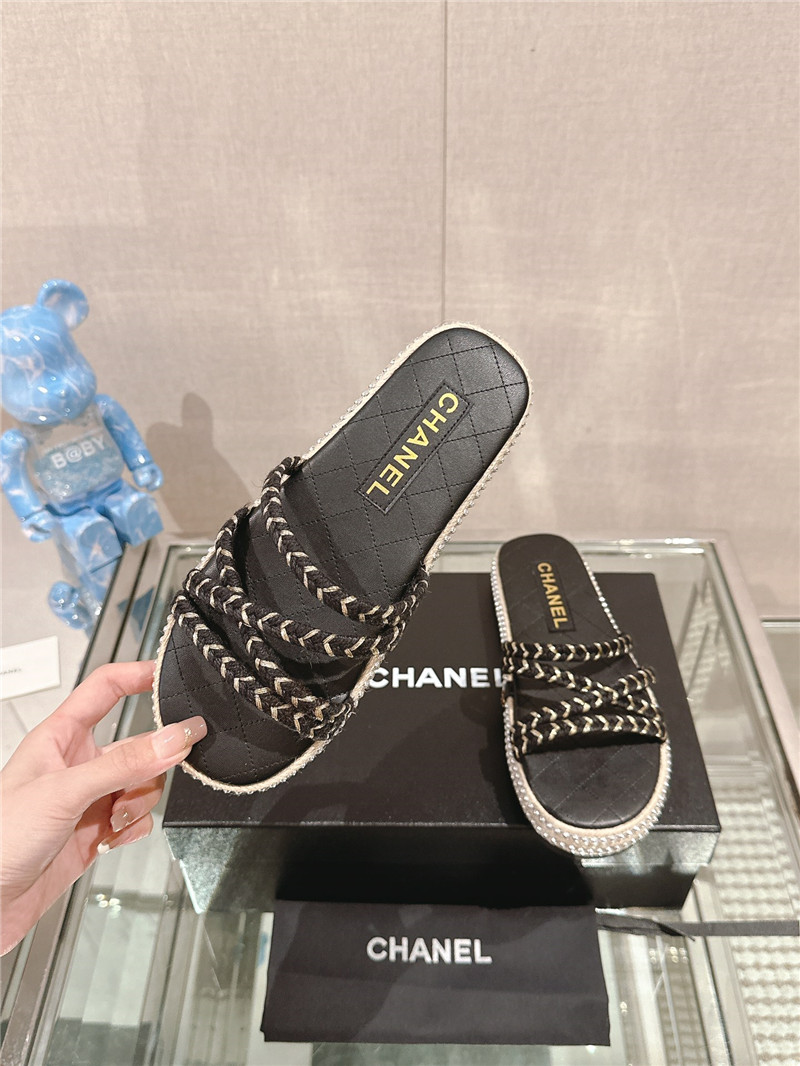 Ch**el cross rope platform slippers black