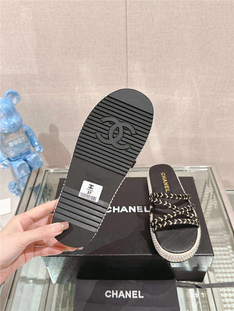 Ch**el cross rope platform slippers black