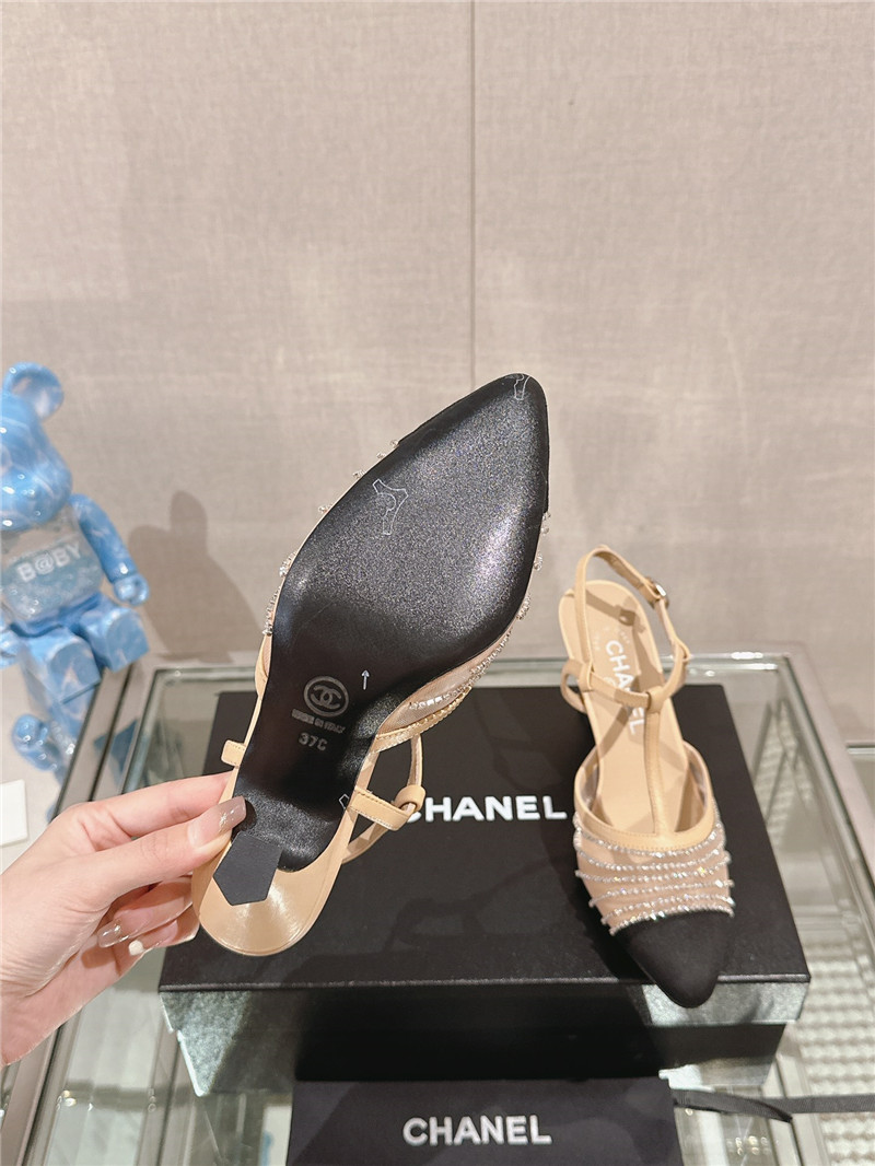 Ch**el interlocking logo t-strap pumps in beige