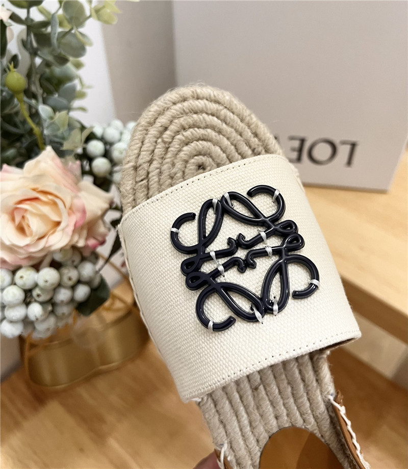L0ew* anagram canvas espadrille sandals black