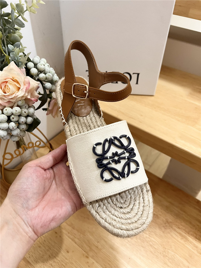 L0ew* anagram canvas espadrille sandals black