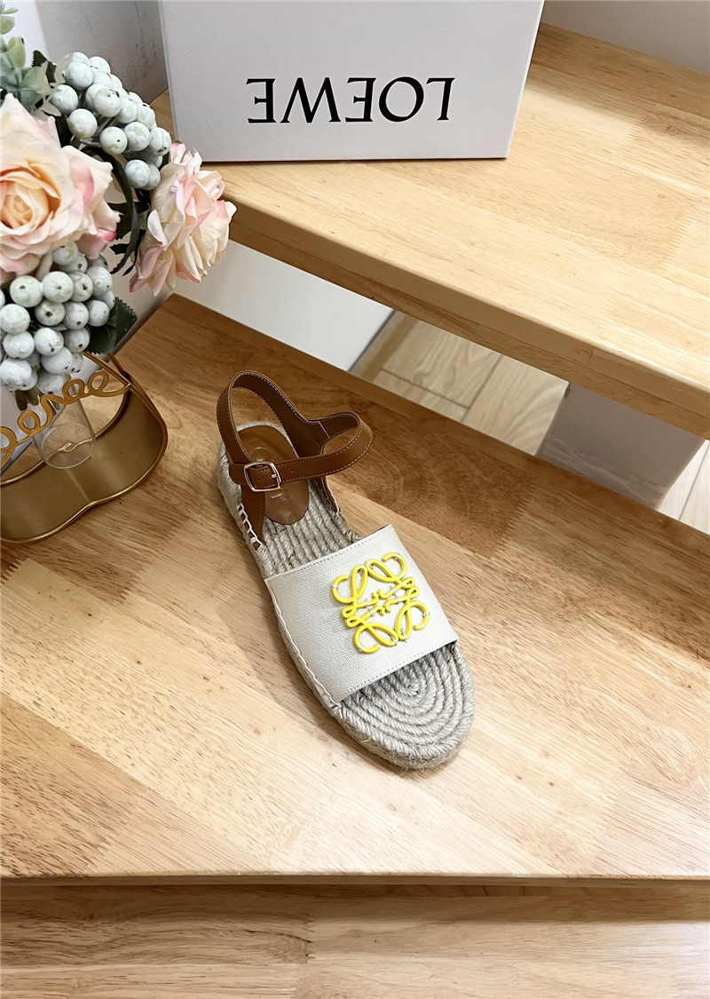 L0ew* anagram canvas espadrille sandals yellow