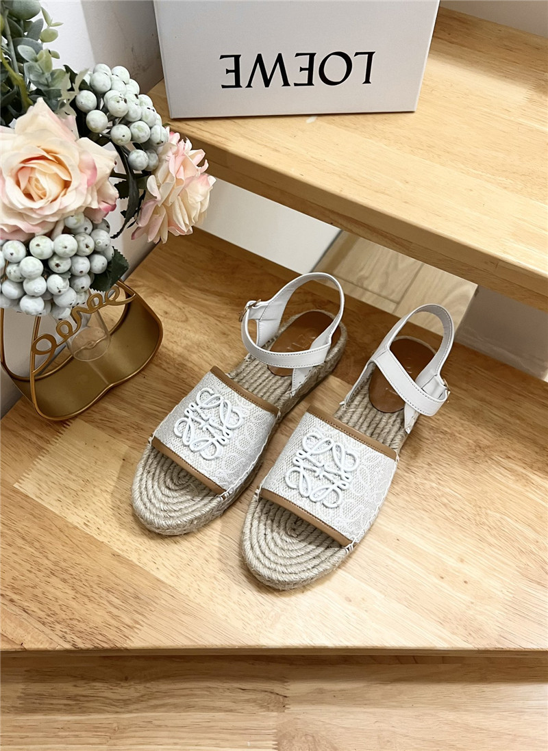 L0ew* anagram canvas espadrille sandals brown