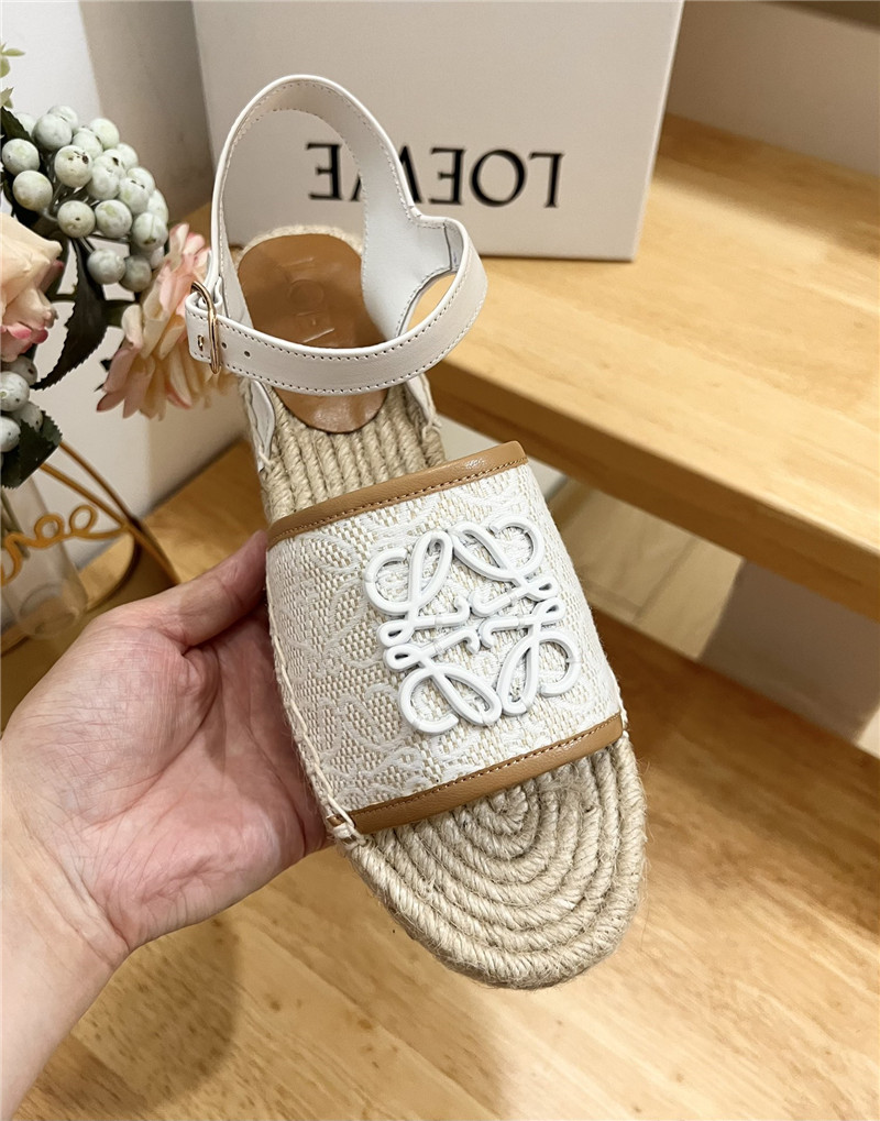 L0ew* anagram canvas espadrille sandals brown