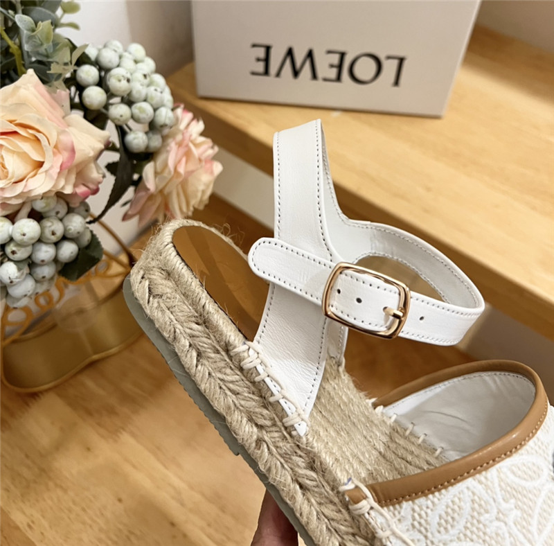 L0ew* anagram canvas espadrille sandals brown