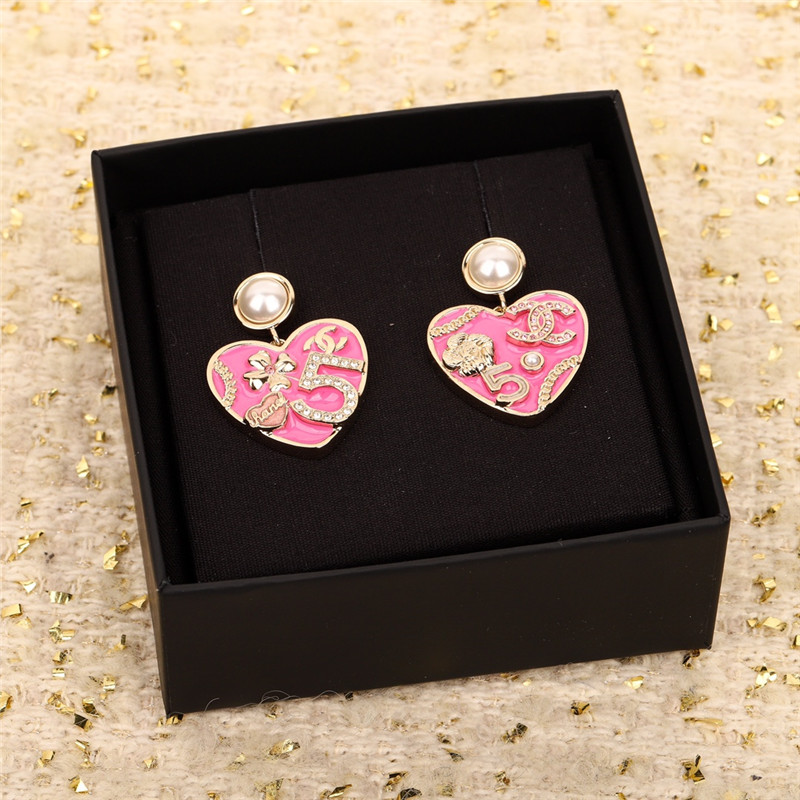 Ch**el white bead love heart earrings