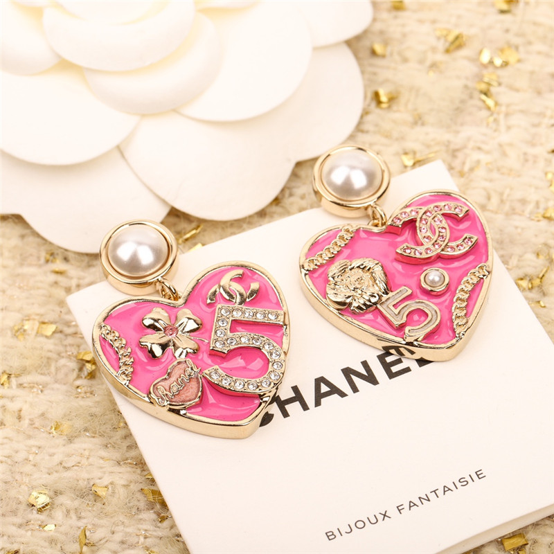 Ch**el white bead love heart earrings