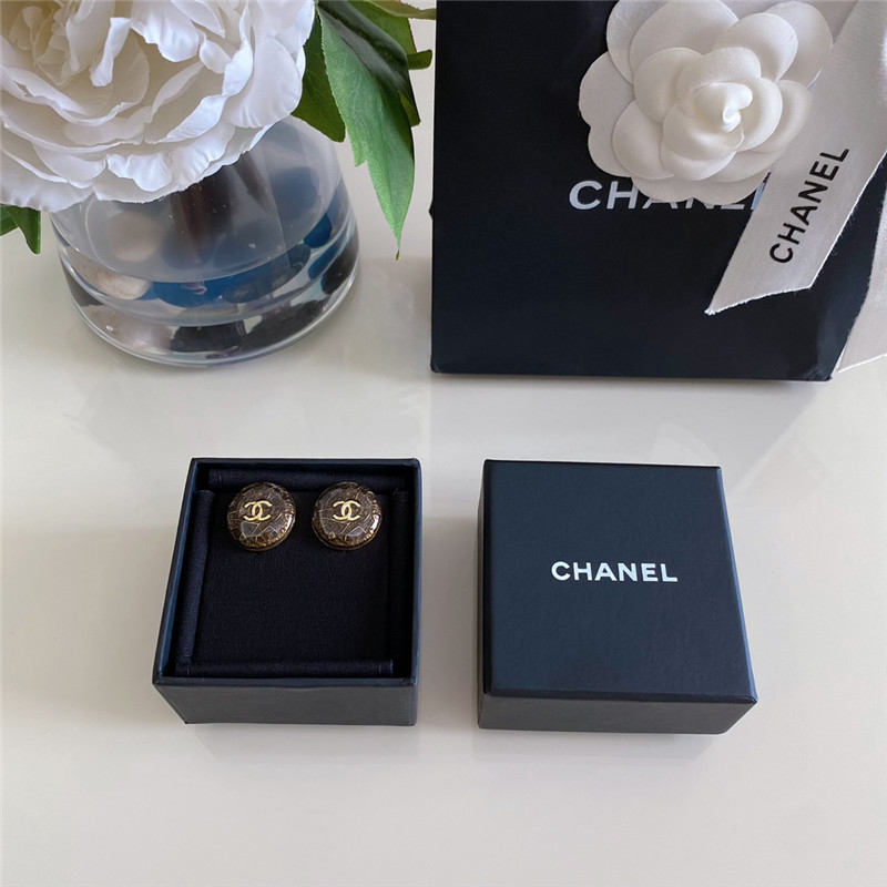 Ch**el round semi-transparent enamel earrings