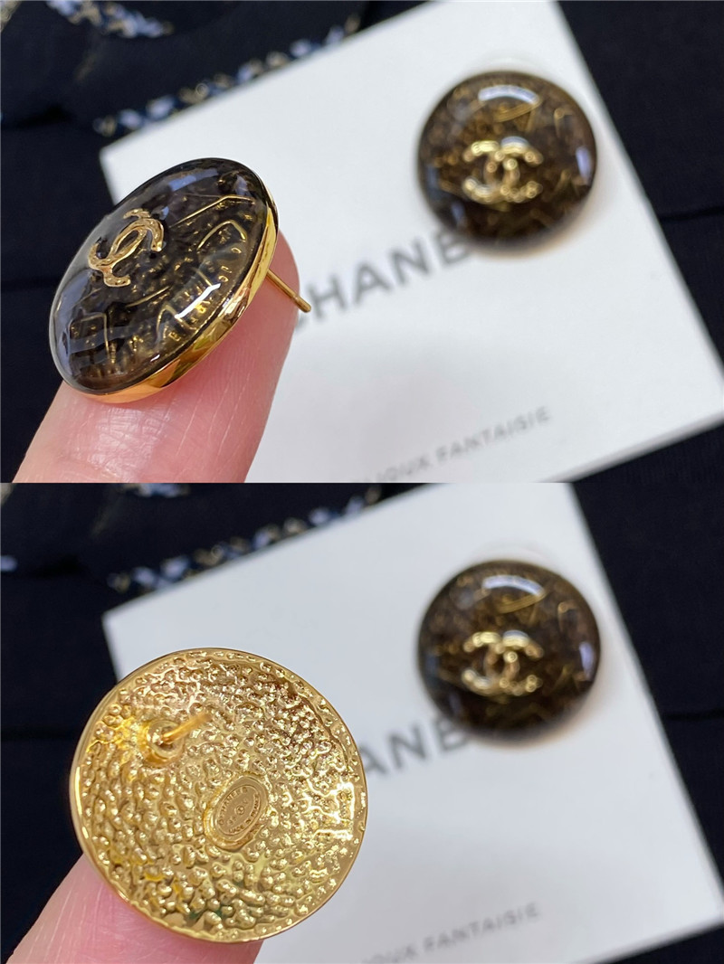 Ch**el round semi-transparent enamel earrings