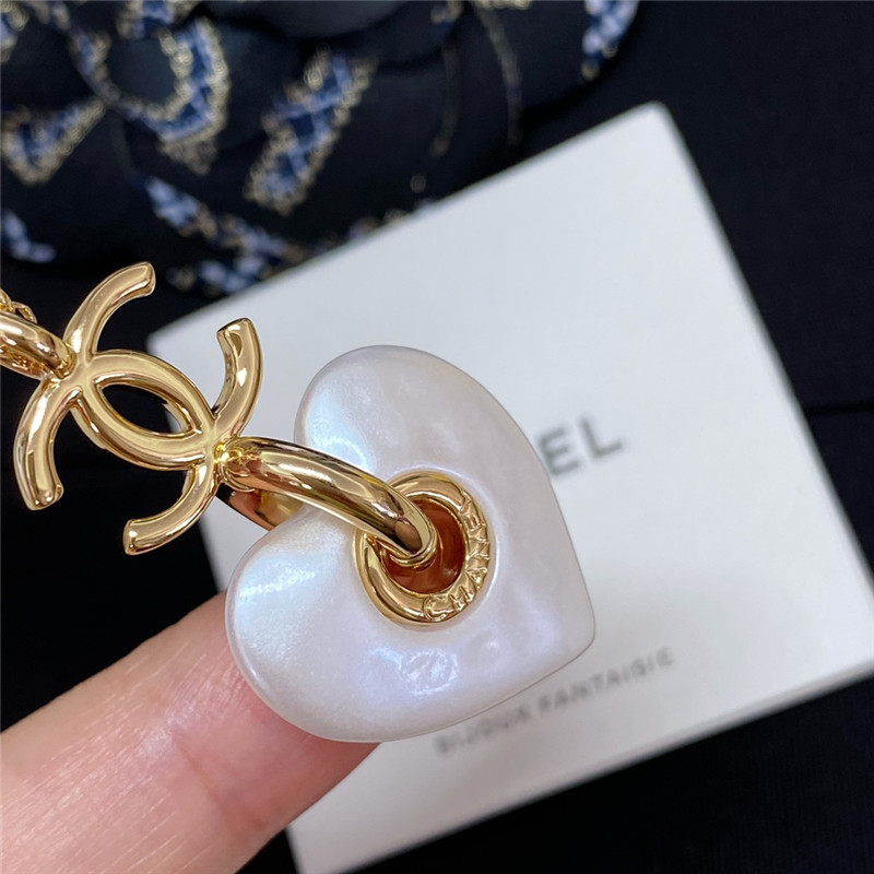 Ch**el gold double c white love necklace