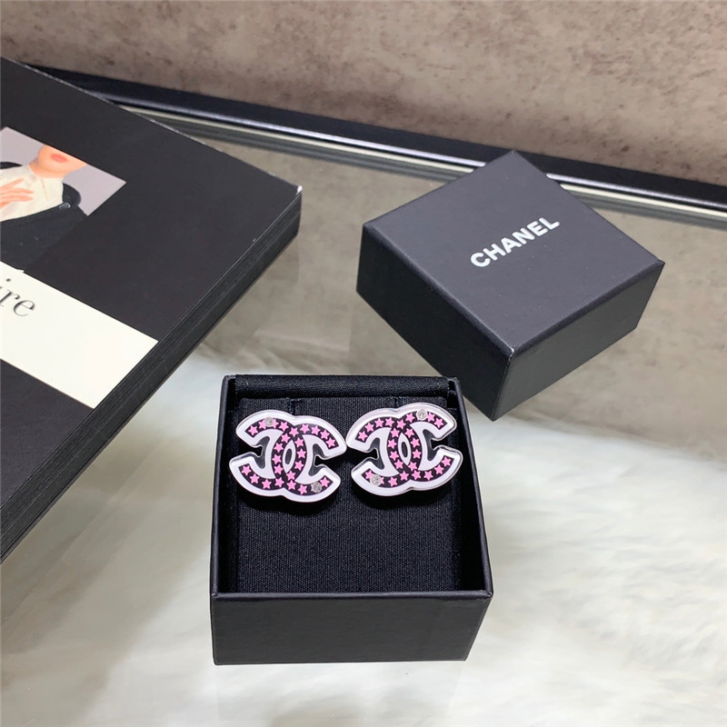 Ch**el acrylic star double c earrings