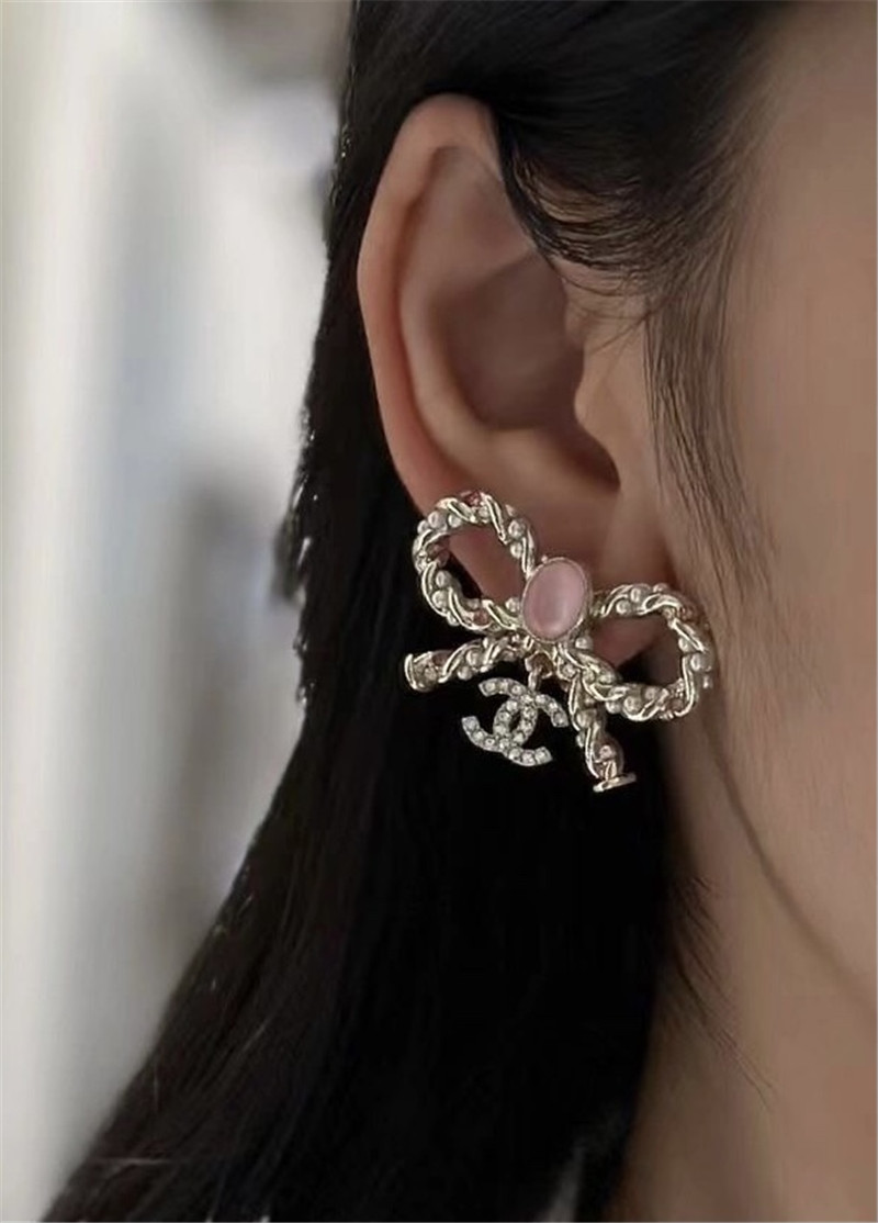 Ch**el bow twist earrings