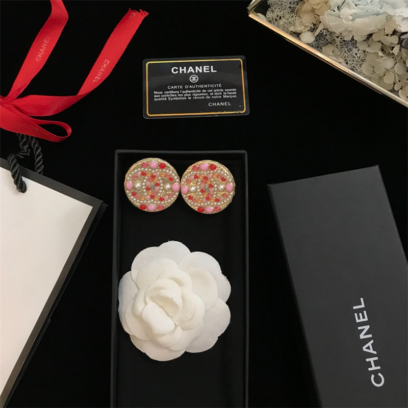 Ch**el double c logo earrings