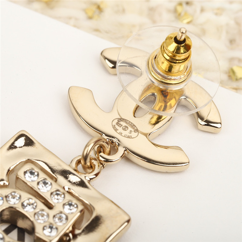 Ch**el square double c earrings