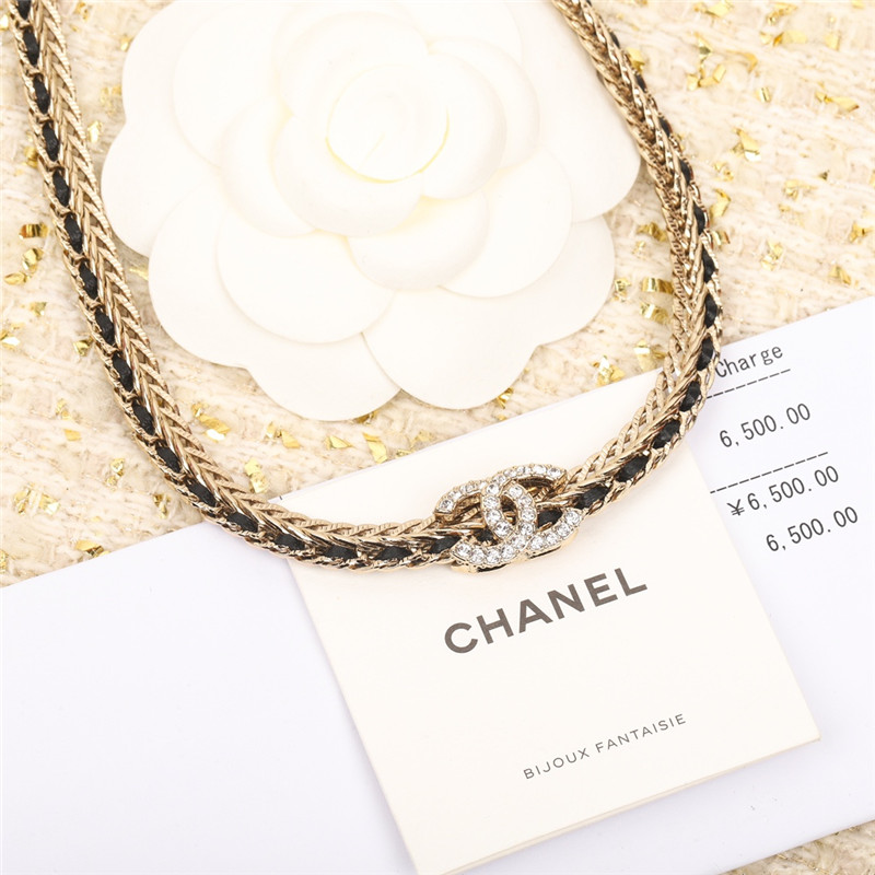 Ch**el black and white double choker necklace