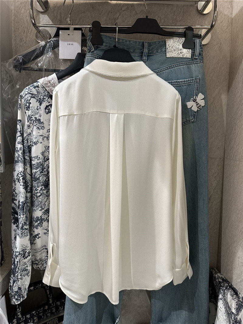 D10r suit collar beaded silk top replica clothes