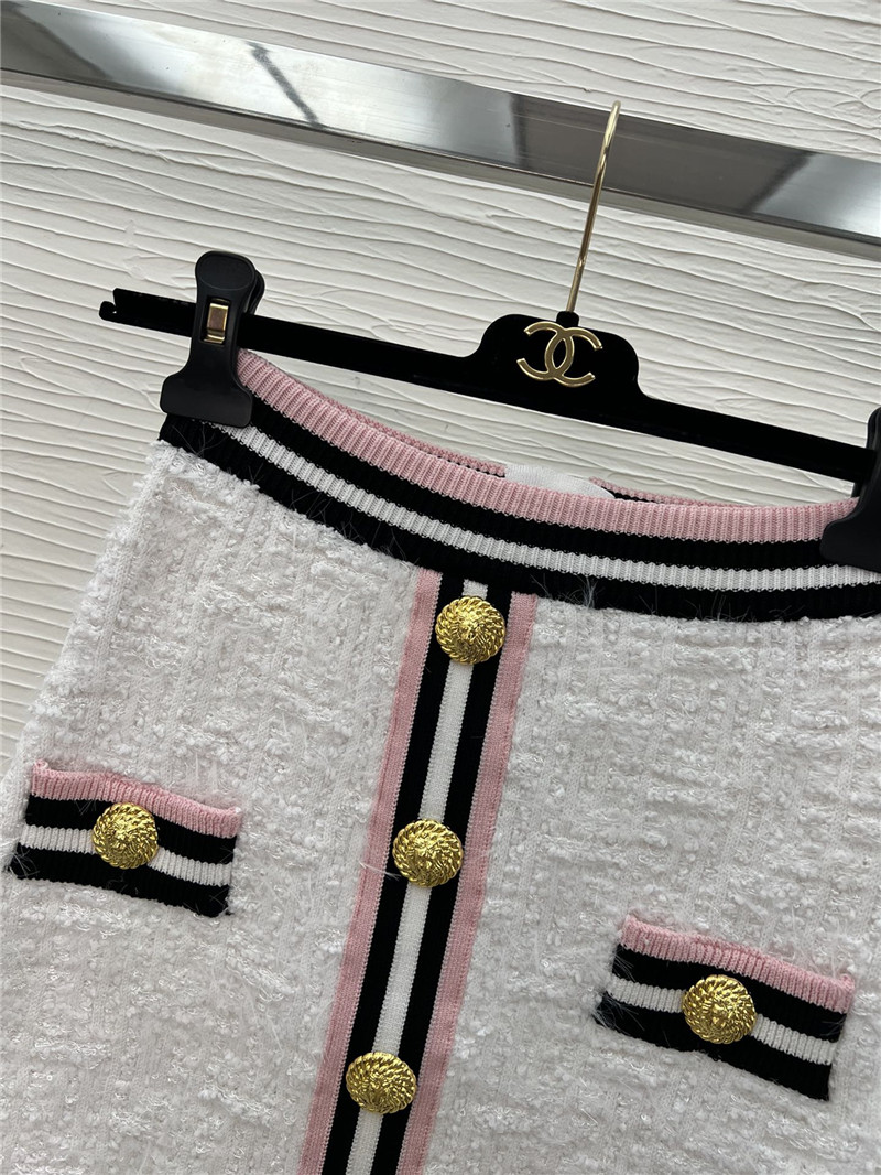 Balmain striped pink short sleeve + skirt replicas clothes