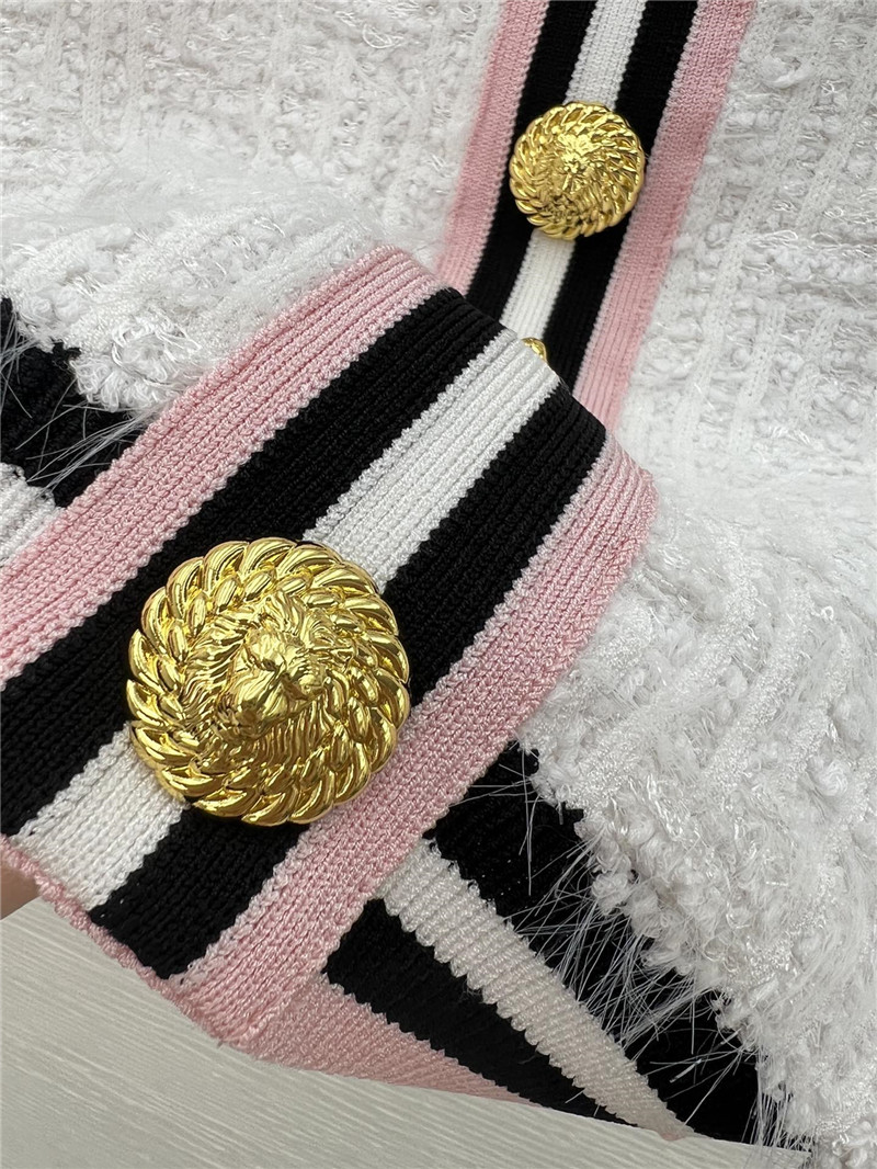 Balmain striped pink short sleeve + skirt replicas clothes