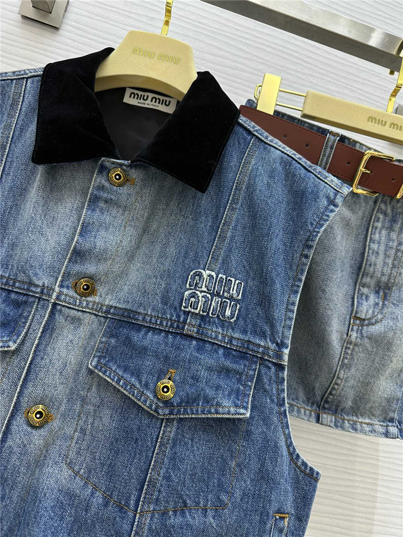 M1um1u lapel denim vest jacket replicas clothes