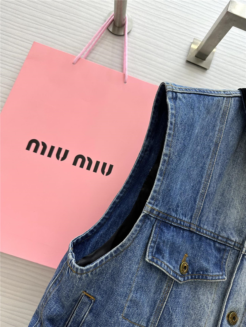 M1um1u lapel denim vest jacket replicas clothes