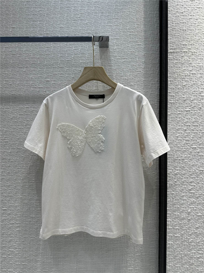 Vanitoo embroidered butterfly cotton T-shirt replica clothing