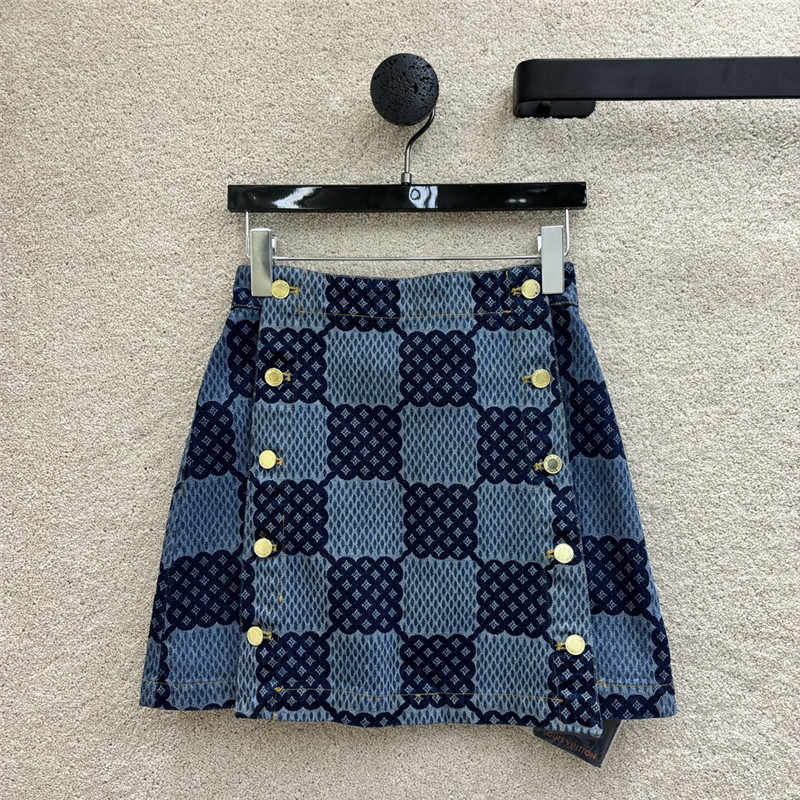 l0vis Vvtt0n lv checkerboard denim skirt replicas clothes