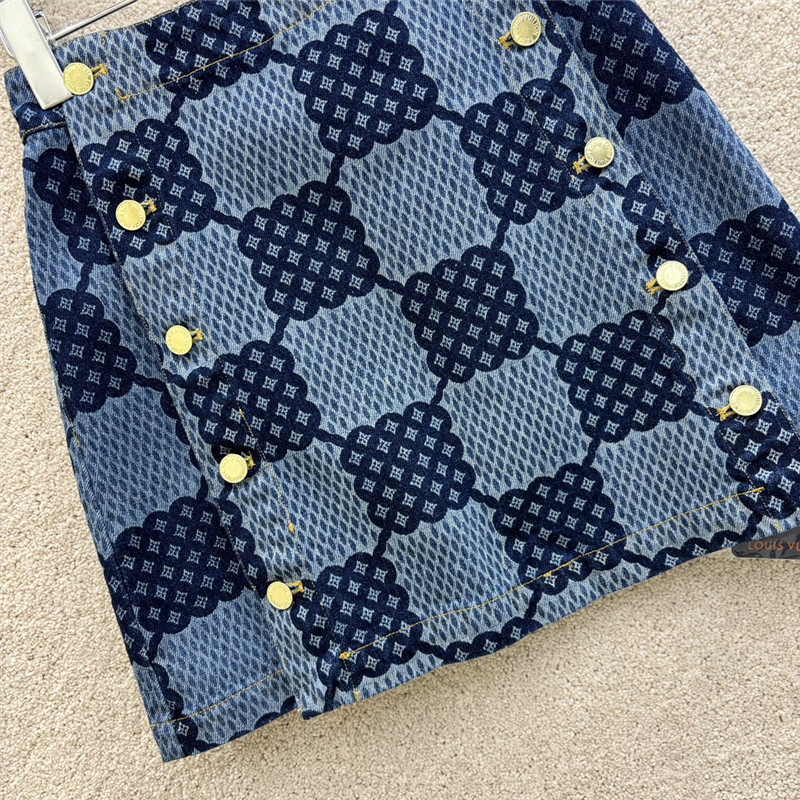 l0vis Vvtt0n lv checkerboard denim skirt replicas clothes