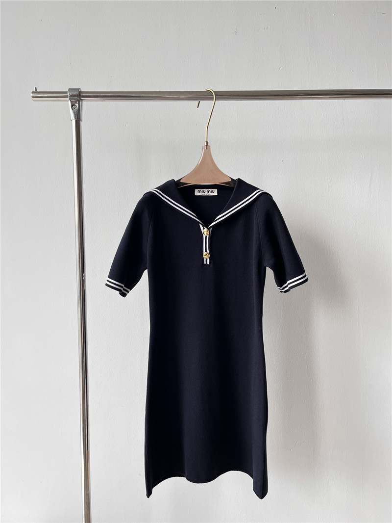 M1um1u navy knitted dress replica designer clothes