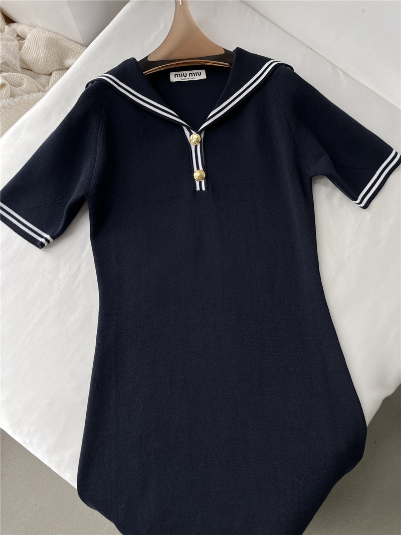 M1um1u navy knitted dress replica designer clothes