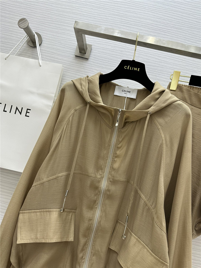 Ce1i*e tencel hooded jacket + shorts set replica clothing sites